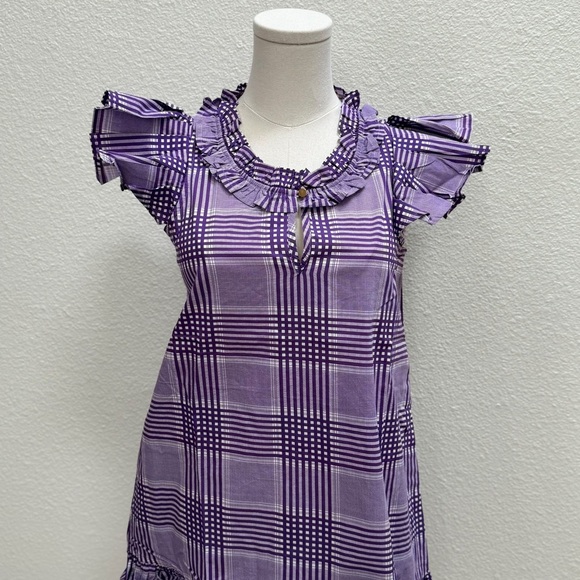 NWT Designer Never a Wallflower Rachel Dress Purple Cotton Plaid Size XS - Picture 8 of 10